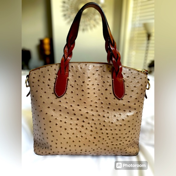 DOONEY & BOURKE| Ostrich Celeste Satchel| Light Taupe - Picture 4 of 13